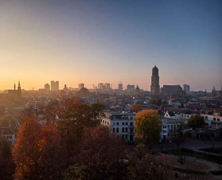 Utrecht with Domchurch and fall colorsの写真素材