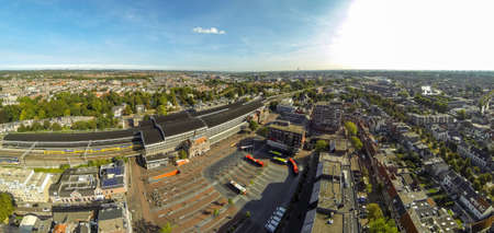 Aerial of Haarlem train stationの写真素材