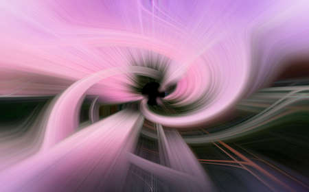 Abstract texture with pink green swirls moving towards black holeの写真素材