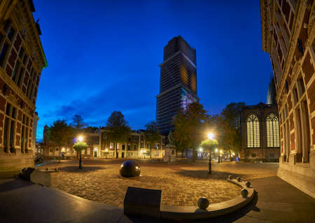 Dom church in Utrecht illuminated while undergoing renovation worksの写真素材
