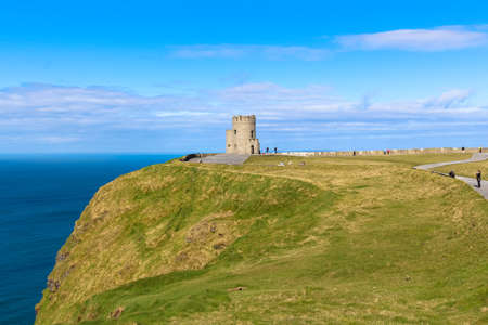 Cliffs of Moher Ireland April 3 2014. OBriens Tower marks the highest point of the Cliffs.のeditorial素材