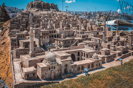 Miniaturk Istanbul Turkey June 1 2013. Copy of Mardin city in southeastern Turkey on the background with Istanbul.のeditorial素材