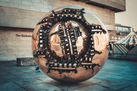 Dublin Ireland April 1 2014. Sphere Within Sphere Sfera con sfera on the territory of Trinity College.のeditorial素材