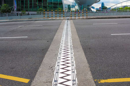 Sawtooth expansion joint on a modern bridge.の写真素材
