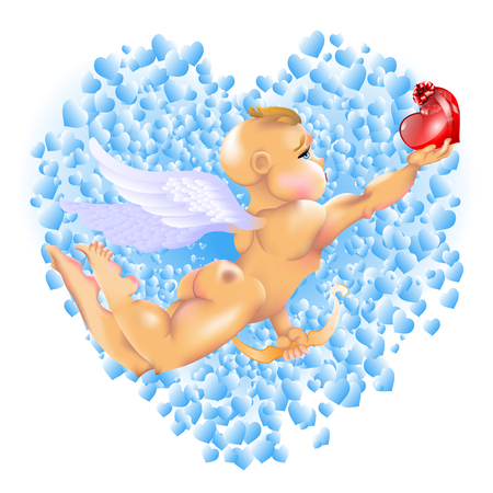 Cupid & Hearts. EPS-10. Transparency & Gradient Mesh used.のイラスト素材