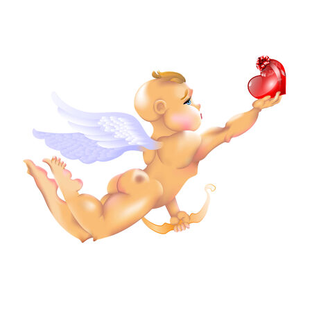 Cupid & Hearts. Isolated on white background. EPS10. Transparency & Gradient Mesh used.のイラスト素材