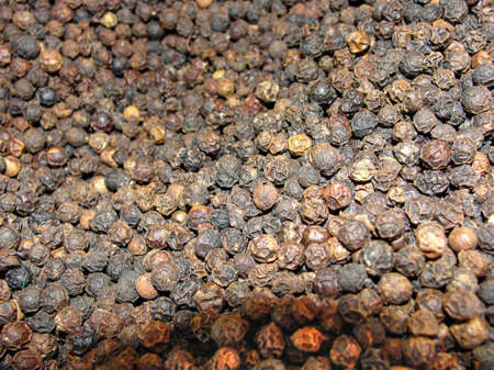 Black pepper's texture on the market, top view
