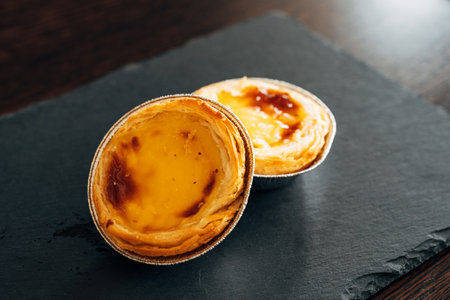 Perfectly Baked Pasteis de Nata with a Caramelized Topの写真素材