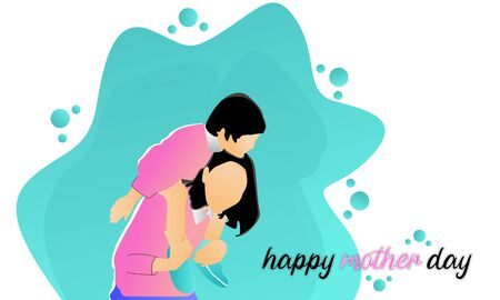 flat vector design happy mother dayのイラスト素材