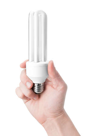 Hand holding energy saving lampの写真素材