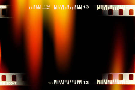 color filmstrip sample with light leak background
