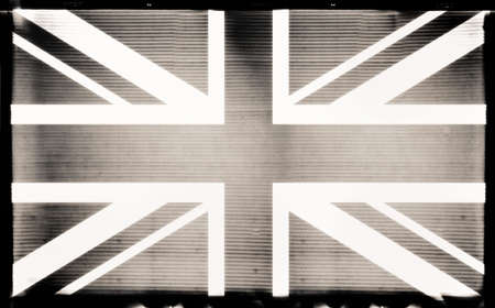 UK flag in grunge BW film style