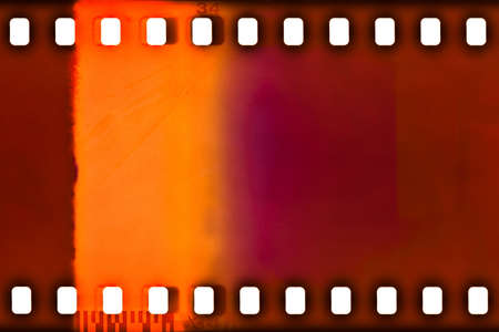35mm color film strip sample with light leakの写真素材