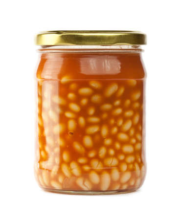 Glass jar of preserved beansの写真素材