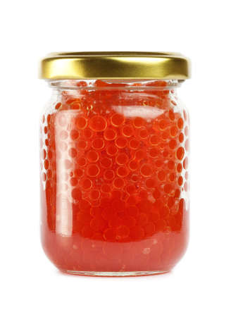 Glass jar of red spawnの写真素材