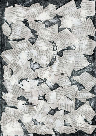 Grunge collage background made of torn newspaper