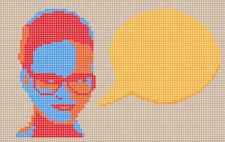 Dotted pop art illustration. Talking lady. 