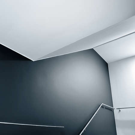 Abstract composition of empty modern building stairway. 