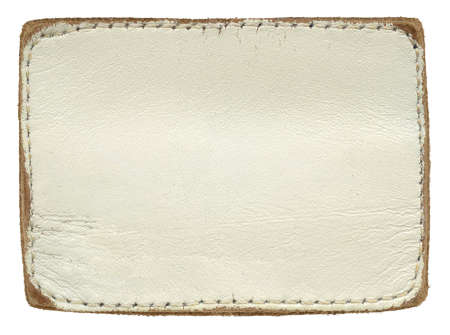Blank leather jeans label isolated on white backgroundの写真素材