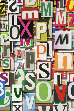 Designed background. Digital collage made of newspaper clippings.の写真素材