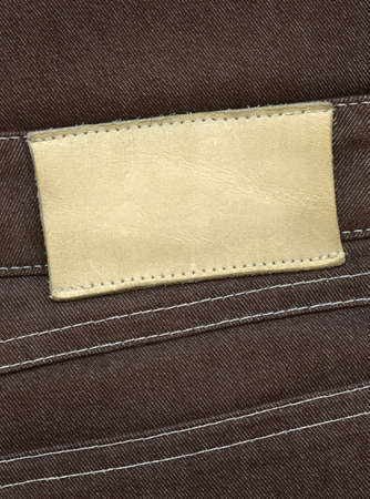 Blank leather label sewed on pants.の写真素材