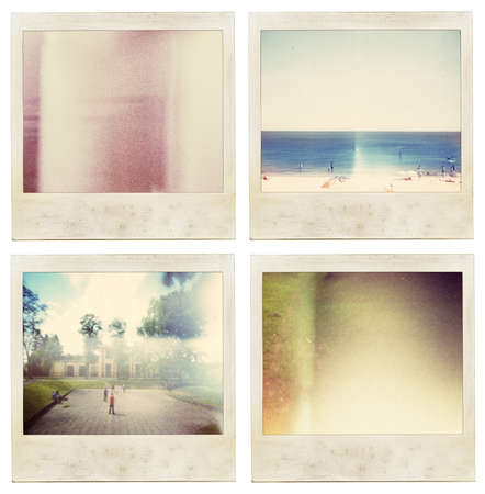 Aged instant film set. May use as vintage photo background.の写真素材