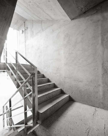 Empty concrete building stairway composition.の写真素材