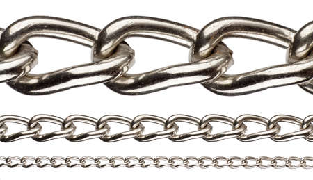 Metal chain parts on white background