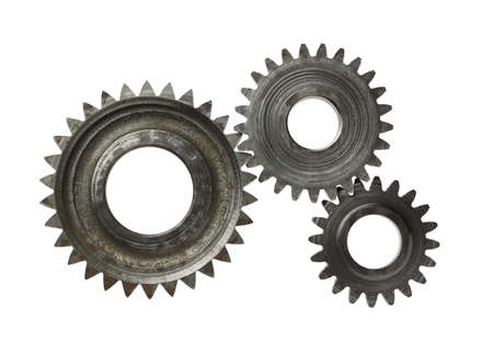 Machine gear, metal cogwheels. Isolated on white.の写真素材
