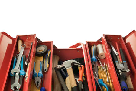 Metal toolbox with carpenter's tools