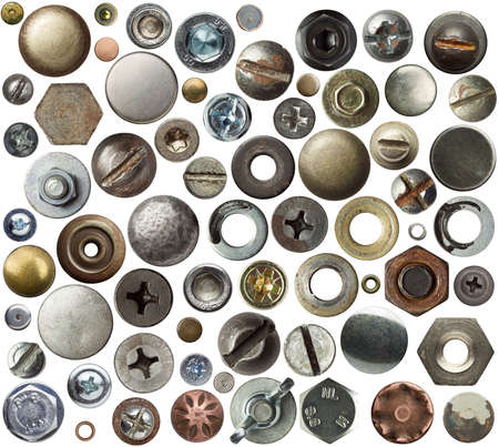 Screw heads, nuts, rivets and other metal details.