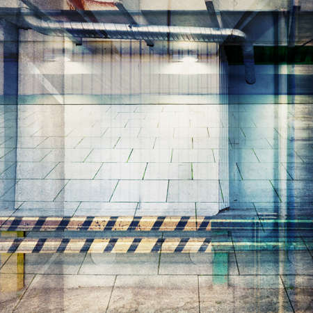 Designed multiple exposure collage. Industrial background.