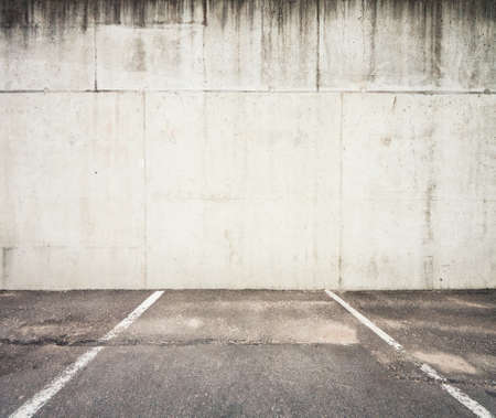 Concrete parking lot wallの写真素材