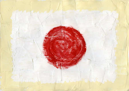 Hand painted acrylic flag of Japanの写真素材