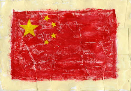 Hand painted acrylic flag of Chinaの写真素材