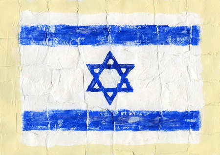 Hand painted acrylic flag of Israelの写真素材