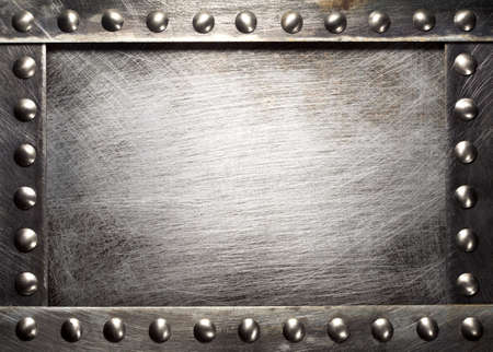 Metal plate texture with rivetsの写真素材
