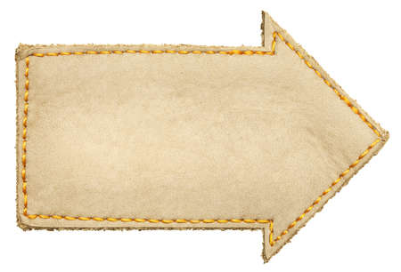 Arrow shape leather label, isolated