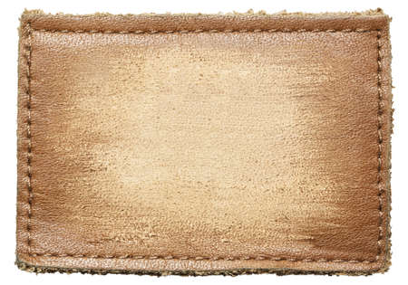 Blank leather jeans label, isolated の写真素材
