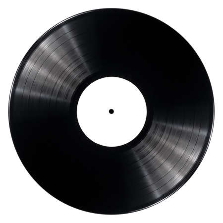 Black vinyl record isolated on white background