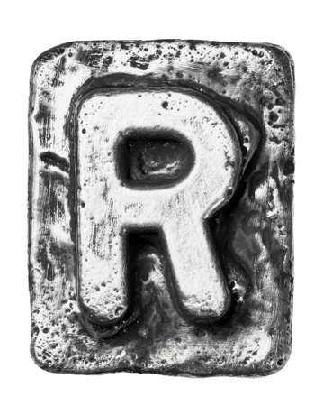 Metal alloy alphabet letter Rの写真素材