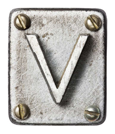 Old metal alphabet letter Vの写真素材