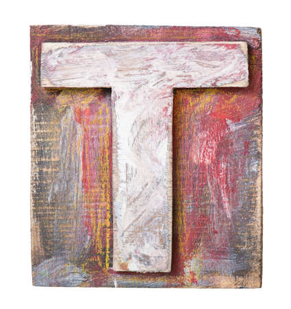 Wooden alphabet block, letter Tの写真素材