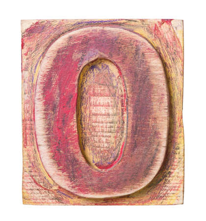 Wooden alphabet block, number 0の写真素材