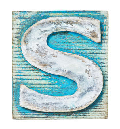 Wooden alphabet block, letter Sの写真素材