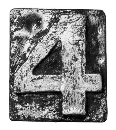 Metal alloy alphabet number 4の写真素材