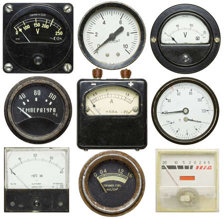 Old gauges isolated on white backgroundの写真素材
