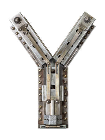 Industrial metal alphabet letter Yの写真素材