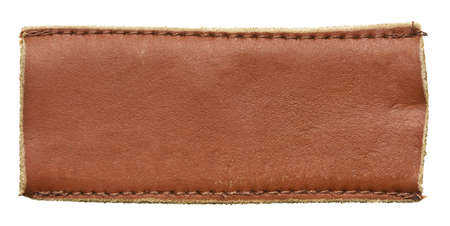 Blank leather jeans label, isolated.