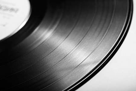 Black vinyl record close upの写真素材
